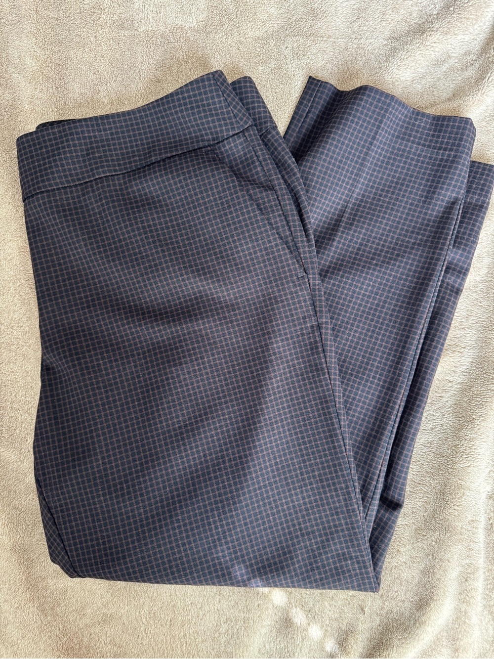 Loft Navy Checked Women's Julie Dress Pants